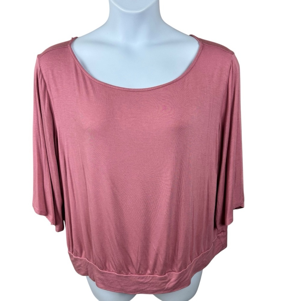 Boston Proper Pink Dolman Sleeve Stretch Knit Blouson Top Office